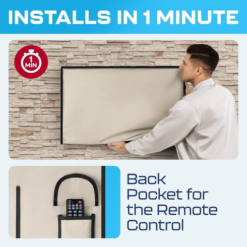 39 Inch Garnetics Outdoor TV Cover Waterproof, Weatherproof TV Enclosures with Smart Shield Screen Protectors, Ideal