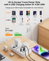 European Travel Plug Adapter, US to Europe Travel Power Strip with 6 USB (2 USB C) 4 Outlets, 3ft Extension Cord