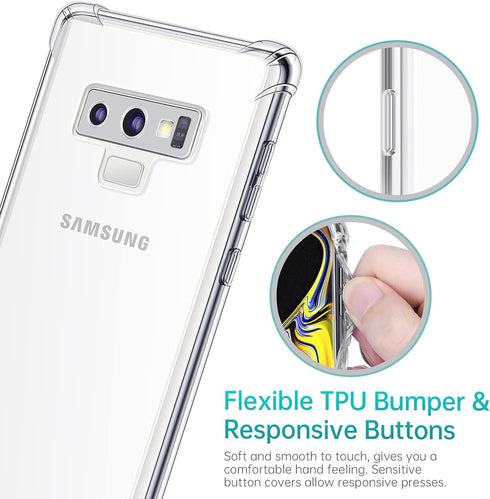 SALAWAT Clear Cute Gradient Slim Phone Case for Samsung Galaxy Note 9, Reinforced TPU Bumper, Shockproof (Crystal Clear)