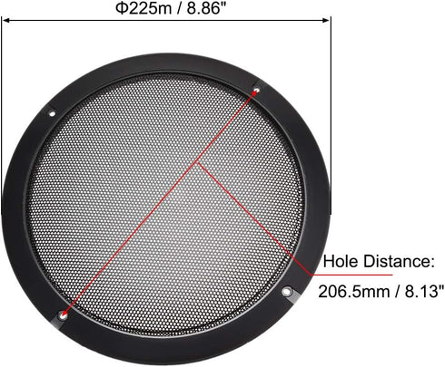 uxcell 8 Inch Speaker Grill Cover, 225mm Mesh Decorative Circle Subwoofer Guard Protector, Black 2pcs