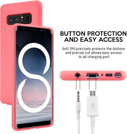 GOOSPERY Soft Feeling Jelly Case for Samsung Galaxy Note 8 (2017) - Silky Slim Bumper Cover (Flamingo)