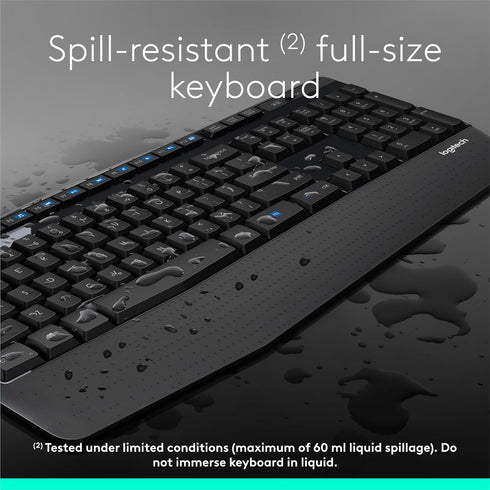 Logitech MK345 Wireless Combo, Full-Sized Keyboard with Palm Rest and Comfortable Mouse, Black