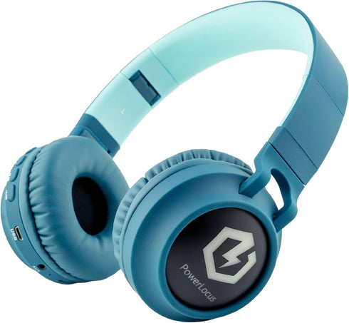 PowerLocus Bluetooth Headphones for Kids, Wireless Over Ear, LED, Foldable Headset with Mic, Volume Limited, Tablets,