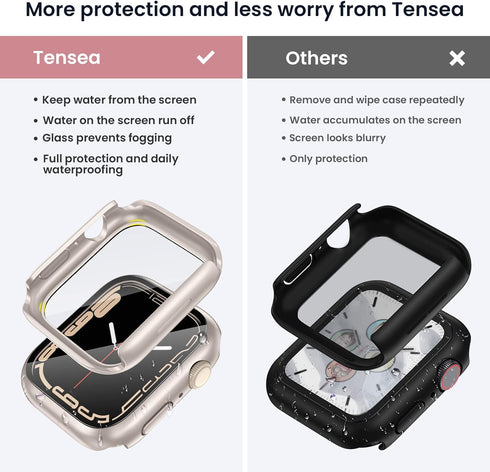 Tensea Waterproof Apple Watch Screen Protector Case SE2 Series SE 6 5 4 40mm, iWatch Protective PC Face Cover