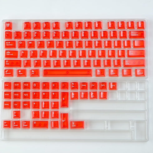 114 Keys Transparent Keycaps, PC Cherry Profile Red Crystal Keycap Set for Cherry MX Switches Mechanical Keyboard