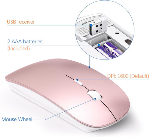 TopMate Ultra Slim Wireless Keyboard and Mouse Combo, 2.4G Silent Compact USB Mouse, Scissor Switch Keyboard Set