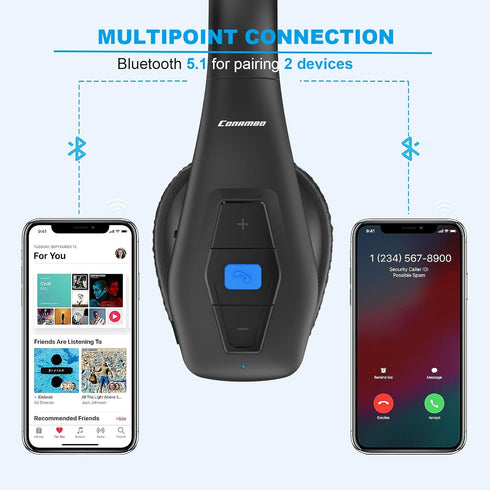 Conambo Noise Cancelling Bluetooth Headset V5.1, 35Hrs HD Talktime, Dual Mic Hands-Free for Cell Phones