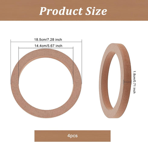 OLYCRAFT 4pcs Car Speaker Spacer Rings MDF Speaker Rings Wooden MDF Speaker Spacer Rings Universal Speaker Spacer Rings for Cars Boats Trucks - 5.7 Inch Inner Diameter