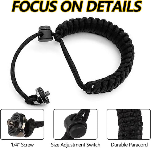 Elsteia 1/4" 360 X3, Camera Wrist Strap Adjustable Paracord Lanyard wrist strap Quick Release with Screw for Insta Ace