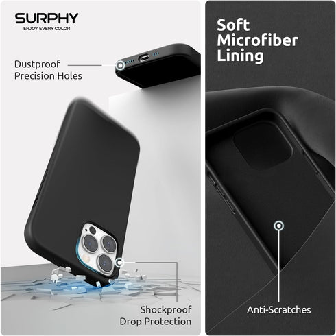 SURPHY Magnetic Case for iPhone 13 Pro, Compatible with MagSafe, Liquid Silicone Phone Case with Microfiber Lining