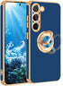 Fingic Galaxy S23 Plus Case with 360° Ring Holder, Slim Kickstand Magnetic Support for Women Girls, Blue