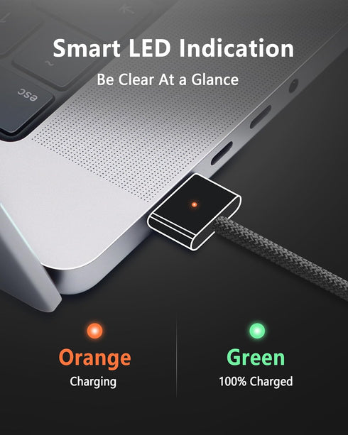ZeitNah 140W USB C to Magnetic 3 Cable (2m/6.6ft), Compatible with MacBook Pro, MacBook Air, Black