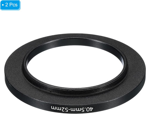 PATIKIL 40.5mm-52mm Metal Step Up Ring, 2 Pack Camera Lens Filter Adapter Ring for Lenses Hood - Black
