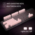 LANGTU Computer Keyboard, Backlit LED Pink Keyboard for Office, All-Metal Panel USB Wired Membrane Keyboard, 25 Keys