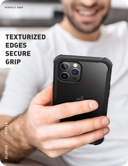 Clayco Forza Series Case for iPhone 12 Pro Max 6.7 inch (2020 Release), Rugged Dual Layer Cover with Screen Protector