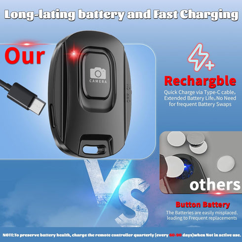 MAIRAN Rechargeable Wireless Camera Remote Shutter for iPhone and Android Smartphones, Bluetooth Phone Remote