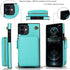 Asuwish iPhone 13 Mini Case - Mint Green Wallet Cover with Zipper, Screen Protector & Card Holder Slot, Leather Stand.