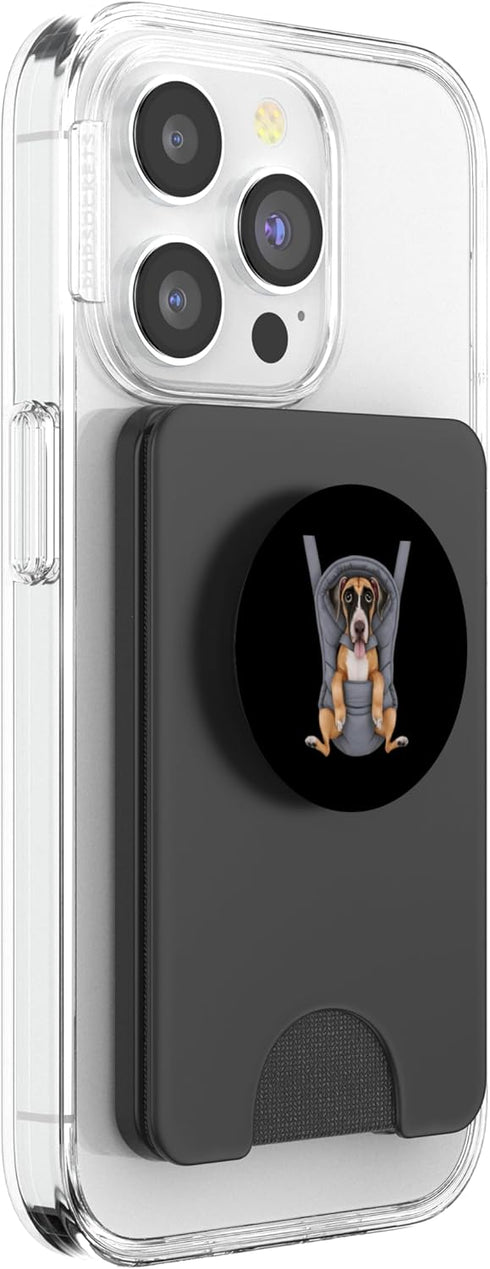 Great Dane Puppy Lover PS Funny Great Dane Puppy In A Baby Carrier. Dog Lover PopSockets PopWallet for MagSafe