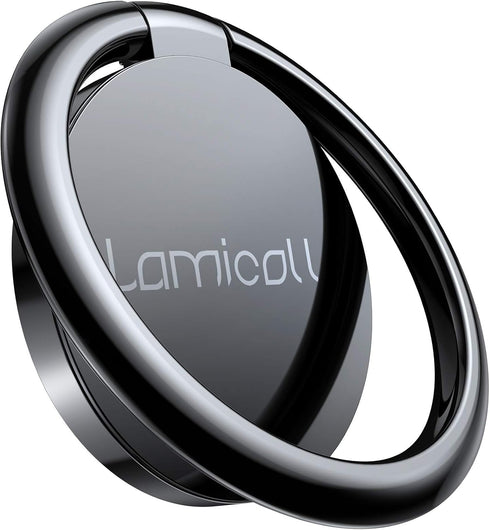 Lamicall Cell Phone Ring Holder Stand - 360° Rotation Polished Metal Grip, Phone Finger Kickstand for iPhone 16/15/14