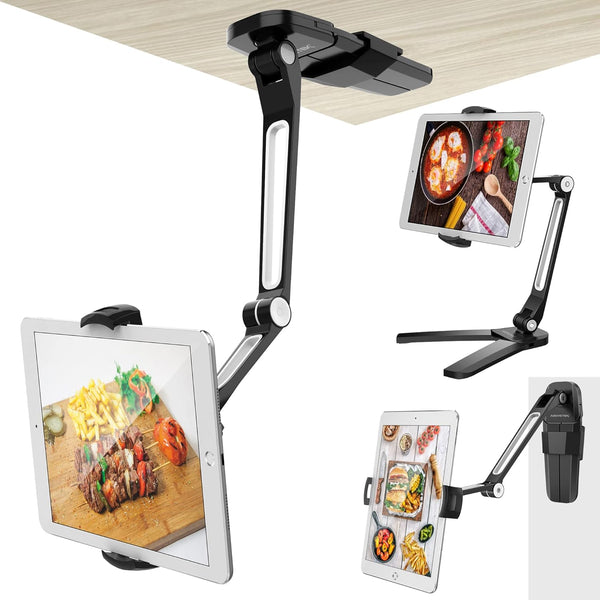 iPad Wall Mount by AboveTEK, 3 in 1 Highflex 360° Under Cabinet Mount for Kitchen, Fits 4.7" to 13.5" iPad