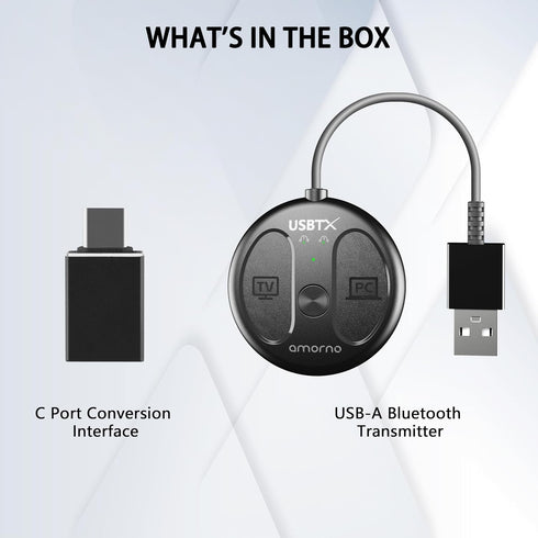 AMORNO PS5, 5.4 PS4/PS5/Switch USB-C Bluetooth Adapter for Bluetooth Audio Adapter for PC, Plug and Play, Wireless