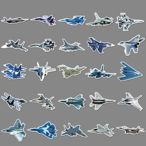 LYLSDSB 50Pcs Fighter Jet Plane Stickers - Vinyl Waterproof for Laptops, Bikes, Cars & More