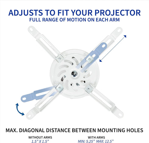 VIVO Universal Extending Ceiling Projector Mount, Height Adjustable Projection, White, MOUNT-VP02W