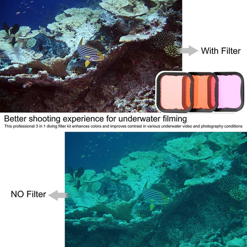 Waterproof Housing Case with Dive Filter for GoPro Hero 7 Black, Hero 6 Black, Hero 5 Black, 45 Meters Underwater