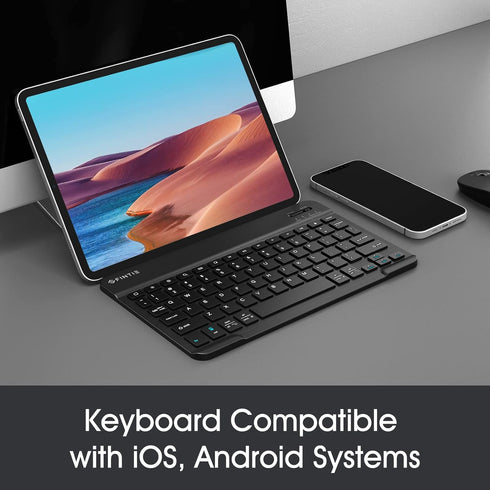 Fintie 10-Inch Ultrathin Wireless Bluetooth Keyboard for iPad, Samsung Tablet, iPhone, Android, Black