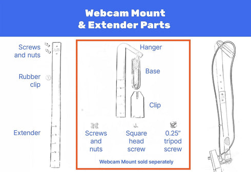 Lucky Duck Tech (5") Extender for Almost Invisible Webcam Mount