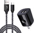 Fast Charging USB Wall Charger & Type C Cable for Samsung Galaxy A11, A21, A51, S24, Note 20 Ultra, LG Stylo 6/5/4.