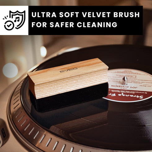 EVEO Premium Vinyl Record Cleaner Kit - Complete 4-in-1 Cleaning Kit with Brush, Liquid, Duster & Stylus Gel