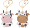 2 Pack Cute Cow Airtag Leather Keychain Holder Case, Kawaii Cow Key Ring Cover for Apple Airtag