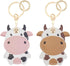 2 Pack Cute Cow Airtag Leather Keychain Holder Case, Kawaii Cow Key Ring Cover for Apple Airtag