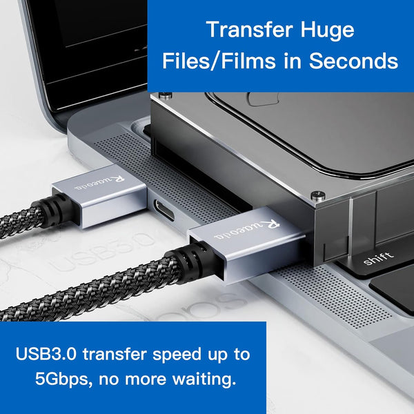 Ruaeoda USB to USB Cable 1.5 ft, USB 3.0 Male to Male Type A Double Sided Cord for Data Transfer, Compatible Devices