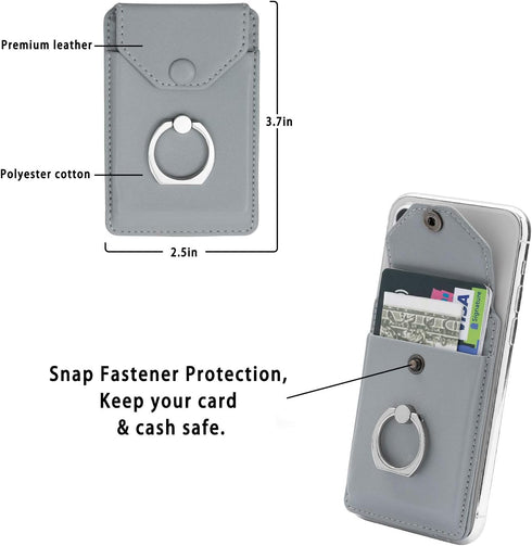 RFID Card Holder & Ring Stand for All Smartphones - Light Grey