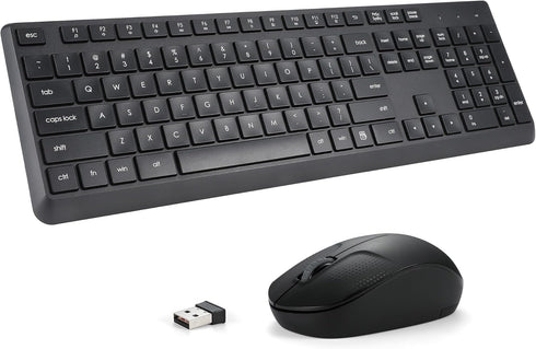 Wireless Keyboard and Mouse Combo for Windows, 2.4G Full-Sized Cordless Keyboard Mouse for Laptop PC Desktop Chrome