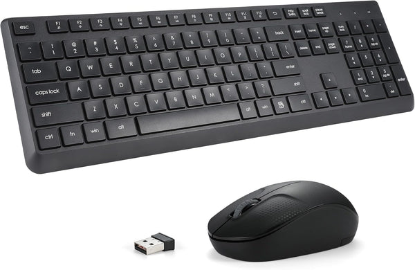 Wireless Keyboard and Mouse Combo for Windows, 2.4G Full-Sized Cordless Keyboard Mouse for Laptop PC Desktop Chrome