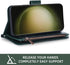 Asuwish Wallet Case for Samsung Galaxy S23 Ultra 5G - Dark Green, 6.8" with Tempered Glass Protector & Flip Card Holder.