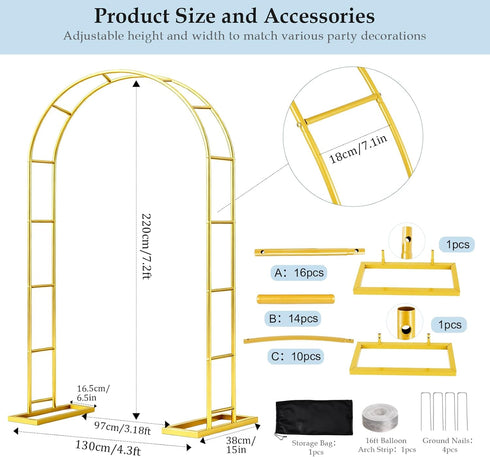 7.2FTx4.3FT Patent Applying DEVISEFUN Balloon Arch Stand,Metal Pergola Arbors,Garden Arbors and Arches Trellis