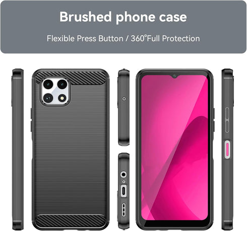 Osophter Shock-Absorption Flexible TPU Rubber Protective Cell Cover for T-Mobile Revvl 7 5G (Black)