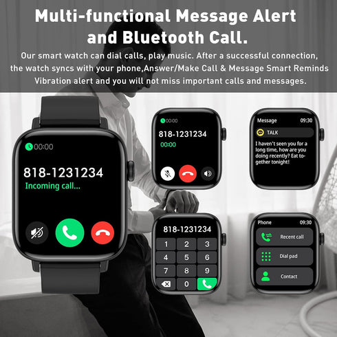 Smart Watch, 1.90" for Men Women, Smart Fitness Tracker for Android/iOS, Bluetooth Call and Text Message, Sleep