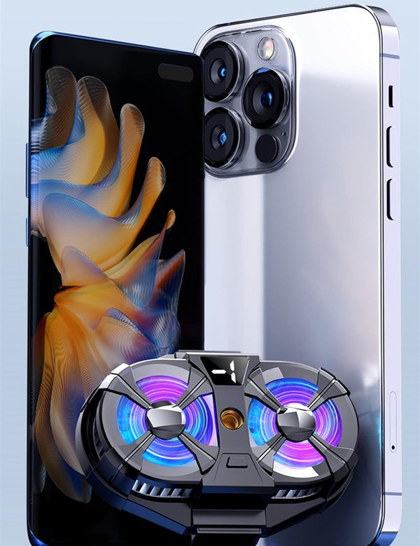 CellPhone Cooler Pad, Gaming Phone Cooling Fan for 2.63-3.46 inches iOS/Android, Black with Two Fans