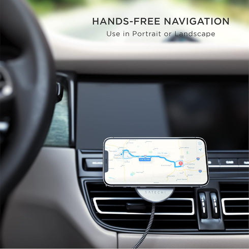 Satechi Magnetic Wireless Car Charger (Qi Wireless Charging) 7.5W Air Vent Mount for iPhone 15 Pro Max/15 Pro/15 Plus