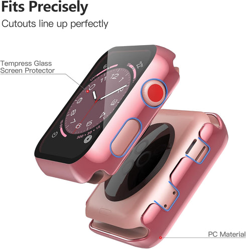 Misxi 2 Pack Hard PC Case for Apple Watch Series 2/3 38mm, Anti-Drop, Scratch Resistant, Lightweight, Rose Pink +