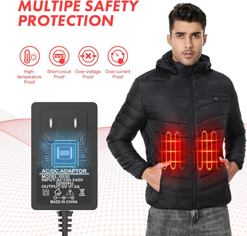 5V2A Heated Vest Jacket USB Wall Charger Wire Connection Cables for Heated Apparel Clothing, Home Office, Lasting