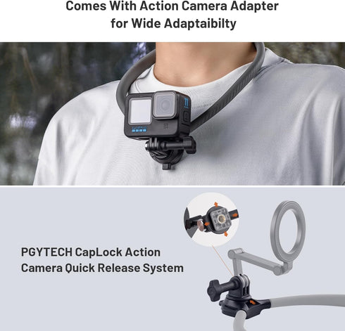 PGYTECH 360/Action 6/5 4/3/Xtra Insta360 X5 CapLock Quick Release Magnetic Neck Mount, Hand Free POV/Vlog Neck Holder