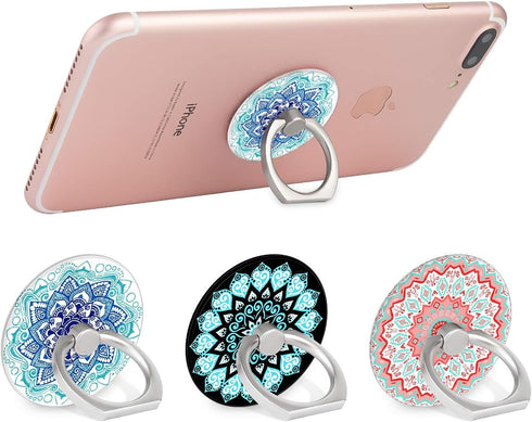 Bonoma Phone Ring Stand Holder, 3-Pack 360 Degree Rotation Universal Finger Ring Stand for Smartphones and Tablets