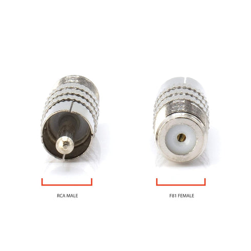 THE CIMPLE CO - RF (F81) and RCA Coaxial Adapter, 4 Pack for RG11, RG6, RG59, RG58, SDI, CCTV