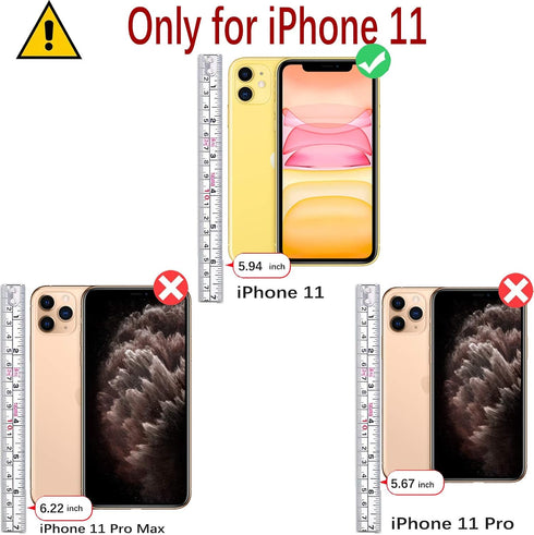 MONASAY Wallet Case for iPhone 11, 6.1-inch - Flip Folio Leather Cover with Glass Screen Protector and RFID Blocking